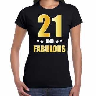 21 and fabulous verjaardag cadeau t-shirt shirt goud 21 jaar zwart dames