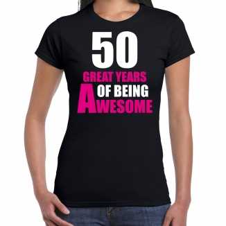 50 great years of being awesome sarah verjaardag cadeau t shirt zwart dames