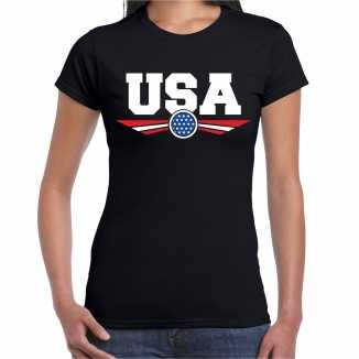 Amerika / america / usa anden t shirt zwart dames