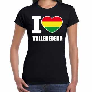 Carnaval i love vallekeberg t shirt zwart dames