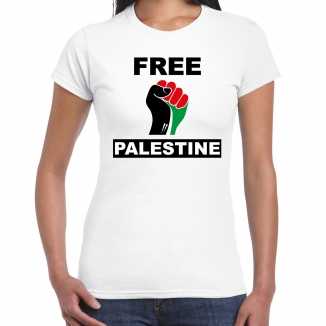 Free palestine t shirt wit dames palestina shirt palestijnse vlag in vuist