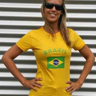Geel dames shirtje brazilie vlag