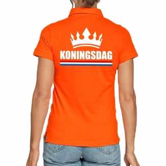 Koningsdag poloshirt kroon oranje dames