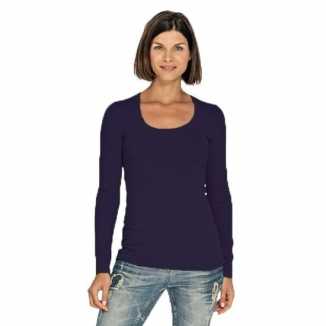 Lang dames t shirt lange mouwen zwart ronde hals