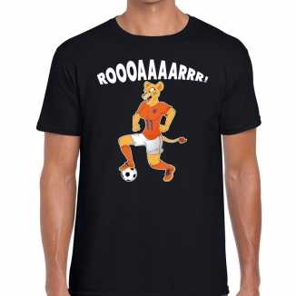 Nederland supporter t shirt leeuwin roooaaaarrr zwart heren