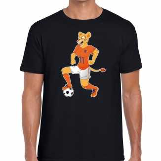 Nederland supporter t shirt leeuwin voetbal zwart heren