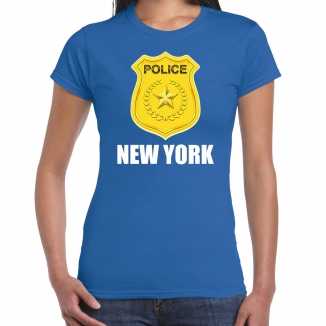 Police / politie embleem new york verkleed t shirt blauw dames