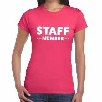 Roze crew shirt staff member bedrukking dames