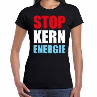 Stop kern energie demonstratie / protest t shirt zwart dames