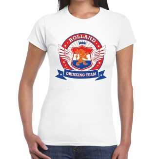 Wit holland drinking team t shirt dames