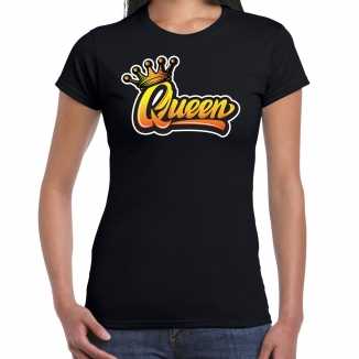 Zwart koningsdag queen t shirt dames