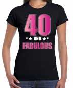 40 and fabulous verjaardag cadeau t-shirt shirt 40 jaar zwart dames