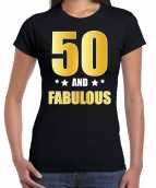 50 and fabulous verjaardag cadeau t-shirt shirt goud 50 jaar zwart dames