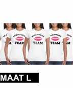 5x vrijgezellenfeest team t shirt wit dames maat l