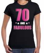 70 and fabulous verjaardag cadeau t-shirt shirt 70 jaar zwart dames