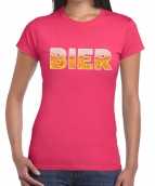 Bier tekst t-shirt roze dames
