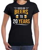 Cheers and beers 20 jaar verjaardag cadeau t-shirt zwart dames