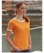 Dames t shirt oranje wit