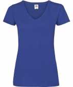 Dames t-shirt v hals kobalt blauw