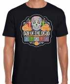 Day of the dead dag van de doden halloween verkleed t-shirt outfit zwart heren