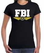 Fbi agent tekst t-shirt zwart dames