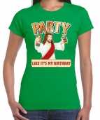 Fout kerst t-shirt groen party jezus dames