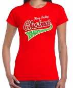 Fout kerst t-shirt merry fucking christmas rood dames