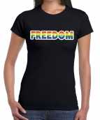 Freedom gay pride t-shirt zwart dames