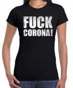 Fuck corona protest t-shirt zwart dames
