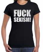 Fuck sexism protest t-shirt zwart dames