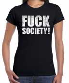Fuck society protest t-shirt zwart dames