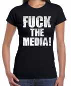 Fuck the media protest t-shirt zwart dames