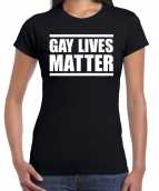 Gay lives matter anti homo lesbo discriminatie t-shirt zwart dames