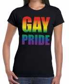 Gay pride t-shirt zwart dames