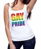 Gay pride tanktop mouwloos shirt wit dames