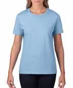 Getailleerde dameskleding t-shirt ronde hals licht blauw