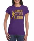 Gouden muziek t-shirt shirt dance all night long paars dames