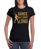 Gouden muziek t-shirt shirt dance all night long zwart dames