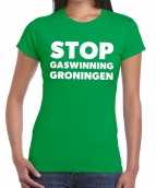 Grunnen t-shirt stop gaswinning groen dames