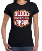 Halloween blood drinking vampire verkleed t-shirt zwart dam