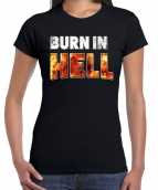 Halloween burn in hell verkleed t-shirt zwart dames