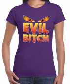 Halloween evil bitch verkleed t-shirt paars dames