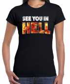 Halloween see you in hell verkleed t-shirt zwart dames