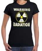 Halloween warning radiation verkleed t-shirt zwart dames