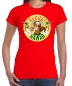 Hawaii feest t-shirt shirt aloha hawaii rood dames