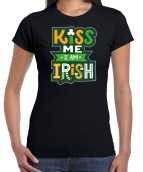 Kiss me im irish st patricks day t-shirt kostuum zwart dames