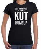 Laat mij rust ik heb een kut humeur fun tekst t-shirt zwart dames