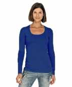 Lang dames t-shirt lange mouwen blauw ronde hals