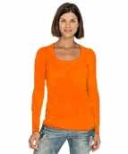 Lange mouwen oranje dames shirt
