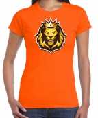 Leeuwenkop kroon koningsdag ek wk t shirt oranje dames